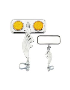 Rectangle Wing Mirror Chrome Left Amber Reflectors.